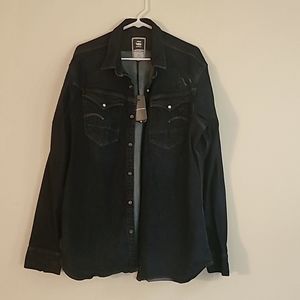 G-STAR ARC 3D SHIRT L/S RAW LT WT BLUE SHATTER DENIM  XXXL 100% ORIGINAL